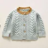 Herbst koreanischen Stil Kinder handgemachte gestrickte Kleidung Baby gestrickte Pullover Mantel Baby Jungen Mädchen solide Strickjacke Pullover Baby Tops 211106