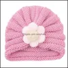 Outra moda AESSORIAS DIVERNO Autumn Baby Girls Color Solid Knit Flower Hats Kids Kidswear Caps CARE CARE CAREIRA GWE11481 DROP DEL
