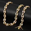 12mm Cuba Chain Cadeia Nariz Nariz Homens Gelado para fora Colar Cubano Colar Colar Hip Hop Chains Jóias Rocha para Homens Cadeia Jóias Set X0509