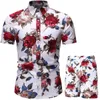 Hawajska koszula spodenki plażowe Letnie męskie garnitur kwiat drukowane dresowe zestaw plus size Clothings 2 sztuka zestawy wakacyjne 3XL X0610