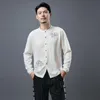 Chemise Nuage Mâle Chinois Col Vent Jeunesse À Manches Longues Cardigan Blanc Costume De Performance Occasionnel Hommes À Manches Longues Chemises Pour Hommes Eldd22