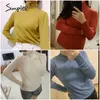 Leisure high collar basic sweater Slim cosy long sleeve pullover Home style fashion women's sweater Autumn winter 210917