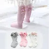 Cute Baby Sock Solid Color Bow Lase Button Decor Pończochy Pozostań Ciepła wentylacja Zastosuj All Seasons Girl High Scocks 5 5ZX L2