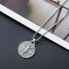 Katholizismus Jesus Benedict Nursia Schutzpatron Medaille Kruzifix Kreuz Anhänger Halsketten Religiös Antik Silber 24x21mm 24 Zoll Ketten N1658