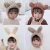 Winter Kids Bunny Hat Cute Plush Warm Baby Hat for Boy Girl Imitation Lamb Wool Baby Bonnet Infant Beanie Kids Cap 1-3 Years Y21111