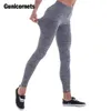 Siyah Gri Katı Renk Yoga Tayt Yüksek Bel Legging Spor Kadın Fitness Sıkı Atletik Pantolon Push Up Push Out Pantolon Kıyafet