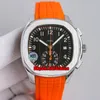 4 Stiller En Kaliteli Saatler K6F 42.2mm 5968g-001 Chronograph Paslanmaz Çelik CAL.CH 28-520 C Otomatik Erkek İzle Mavi Arama Kauçuk Kayış Gents Spor Saatı