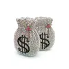 Avond tassen est luxe vrouwen party ontwerper grappige rijke dollar volledige kristallen koppelingen portemonnees pouch money bag