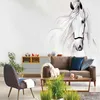 Personnalisé Po Papier Peint Mural Pour Les Murs De La Chambre 3D Peint À La Main Cheval Blanc Art Abstrait Peinture Murale Salon Décoration 210722