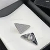 Triangle Pattern Ear Stud Picture Parted Charm Chic Design Посеребренная серьга Блестящий бриллиантовый инкрустация