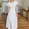 Tempérament de robe de thé blanche élégante française minimaliste