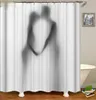 Sexig kvinna skugga dusch gardin vit bakgrund flicka kreativ design badrum blackout vattentäta polyesterduk gardiner set 210609