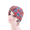 VMAE Tryckta hårbonnetter 10 färger Kvinnors Färgglada Headscarf Hattar Blomma Muslim Turban Hat