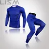 Mäns Tracksuits Running Sports Tights Compression Suit Tight-Passande Bottom Shirt Byxor Långärmad Sportkläder