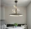 Lámpara colgante nórdica Led 28 48 cm Círculo Lámpara colgante de techo Negro Loft Salón Comedor Cocina Accesorio de iluminación