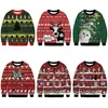 Unisex 2021 Ugly Christmas Sweater Cat Print Rolig Jul Fake Hair Jumper Sweat Shirt Men Kvinnor Höst Vinter Sweatshirt Top Y1118