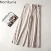 Nomikuma Autumn Straight Pants Women High Waist Lace Up Casual Loose Trousers Female Korean Fashion Pantalones Mujer 3c649 210514