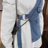 Nomikuma Oregelbundna Korea Kvinnor 2piece Suit Vintage Belt Slim Waist Jeans Vest + Drawstring Pläterad Puff Sleeve Blouse Sets 6E032 210427