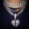 Ketten Hip Hop Rapper Kristall Heartbreak Anhänger Halskette für Frauen Männer Iced Out Baguette Choker Cuban Link Kette Neckalce Punk schmuck