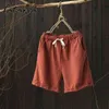 Raka shorts för kvinnor bomull linne knä längd midja grå kausal löst kvinnlig harem byxor streetwear 210514