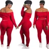 Lounge wear Knit Rib Tracksuit Women Sexy Off Shoulder Long Sleeve Crop Top + Leggings Bodycon Two Piece Set Outfits for Women Y0625