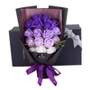 18pcsクリエイティブ人工石鹸の花ローズブーケの花ギフトボックスシミュレーションバラバレンタインデーの誕生日ギフト装飾