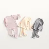 Completi di abbigliamento LZH 2021 Primavera Estate Caldo Maglione Del Bambino Del Vestito Lavorato A Maglia di Colore Solido Nato Vestiti Della Ragazza Cotone Morbido In Due Pezzi