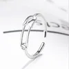 Cluster Rings HEYLUOKE 100% Real Pin Shape Hollow Carved Adjustable Punk Young Ring Fine Jewelry For Women Love