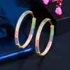 Mode färgglada aaa cubic zirconia big hoop designer örhängen koppar smycken 18k guld vit cz cirkel örhängen smycken valentines dag för kvinnor festgåva