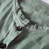 Johnature Women Summer Shirt Dress Linen Button Short Sleeve Solid Color Casual Clothes Female Loose Vintage Dress 210521