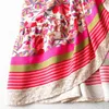 Floral Impressão Bohemian Long Saias Womens Irregular Ruffle Cintura Alta Maxi Skirt Bottoms Summer Beach Holiday 210427