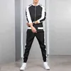 Mężczyźni Dres Dwukierki Zestaw Marka Męskie Zestawy Odzieżowa Springna Wiosna Jesień Kurtka + Spodnie Casual Sport Suit Men Odzież Hip Hop 211109