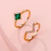 Anelli di nozze Promesso cristallo per le donne Anillos Mujer Design Unico Design Heart Shaped Shaped Stacking Rose Gold Anello Set Girls