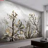 Custom elke maat Moderne 3D Creatieve Plant Bladeren Bloemen Vogels Grote Muurschildering Luxe Woonkamer Sofa TV Achtergrond Photo Wall PaperGood Quatity