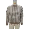 Geometrisk stickad tröja Kvinnor Casual Houndstooth Pullovers Sweater Kvinna Höst Vinter Loose Retro Jumpers Toppar Kläder 210521