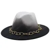 Синий / белый широкий Brim Простая церковь дерби Top Hats Panama Solid Fairm Fedoras Hat для мужчин Женщины искусственная шерстяная смесь джазовой шапкой