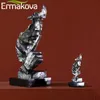 Ermakova abstrakt tystnad är gyllene figur 35cm harts hand ansikte tyst män staty skulptur hem kontor vardagsrum dekoration 210607