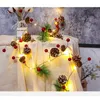 クリスマスストリングライトアウトドア防水松の円錐ライトLED銅線妖精ガーランドパティオホリデーデコレーションランプ4902895