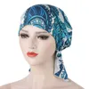 Beanie/Skull Caps Western Style Simplicity Curved Floral trasa Två svansblommor Turban Hat Muslim Simple Chemoterapi Breattable Delm22