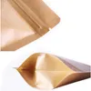 Stand Up Kraft Paper Pack Bags W/ Frosted Window Biscuit Doy pack Zipper Storage Pouch LZ0492