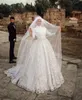 ألف خط فساتين زفاف مسلم الدانتيل كم طويل الرجعية أثواب الزفاف مع الحجاب قطار الاجتياح vestido دي novia