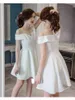 Off Shoulder Teenager Clothing Summer Big Girls Dresses White Teenage Clothing 12 14 16 18 20 Years Old Casual Formal Dress G1218