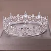 Gold Round Crown King Queen Wedding Tiara Bride Paesaggio da uomo Party Crystal Capelli Gioielli Dei capelli Accessori per capelli da sposa