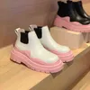 Boot vrouwen chelsea koe lederen laarzen platform hoogte toenemende echte vrouw gemengde kleuren echte Britse stijl schoenen 220310