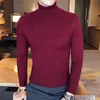Winter High Neck Thick Warm Sweater Men Turtleneck Brand Mens Sweaters Slim Fit Pullover Men Knitwear Male Double collar 210820