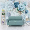 Benutzerdefinierte Tapete Nordic Stil Handgemalte Pfingstrose Blumen Pastorale Wandbild Wohnzimmer TV Hintergrund Wandmalerei Papel de Parede 210722