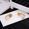 New Big Design Gold Color Jewelry Pearls Vitage Earrings Luck Round Wedding Party Stud3052313