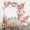 Decoração de festa 102 pçs Balão de ouro rosa Guirlanda Arco Kit Casamento Aniversário Balão Decoração Chá de bebê infantil Balão de látex confete