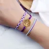 Purple Rope Lucky Bracelets Set for Women Tree of Life Waves Charm Wax String Yoga Bracelet Adjustable Bangles Bohemian Jewelry G1026