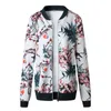 Blomstryck Zipper Casual Jacket Kvinnor Vår Sommar Långärmad Lös Bomber Jacka Coat O Neck Fashion Tops Ytterkläder 210518